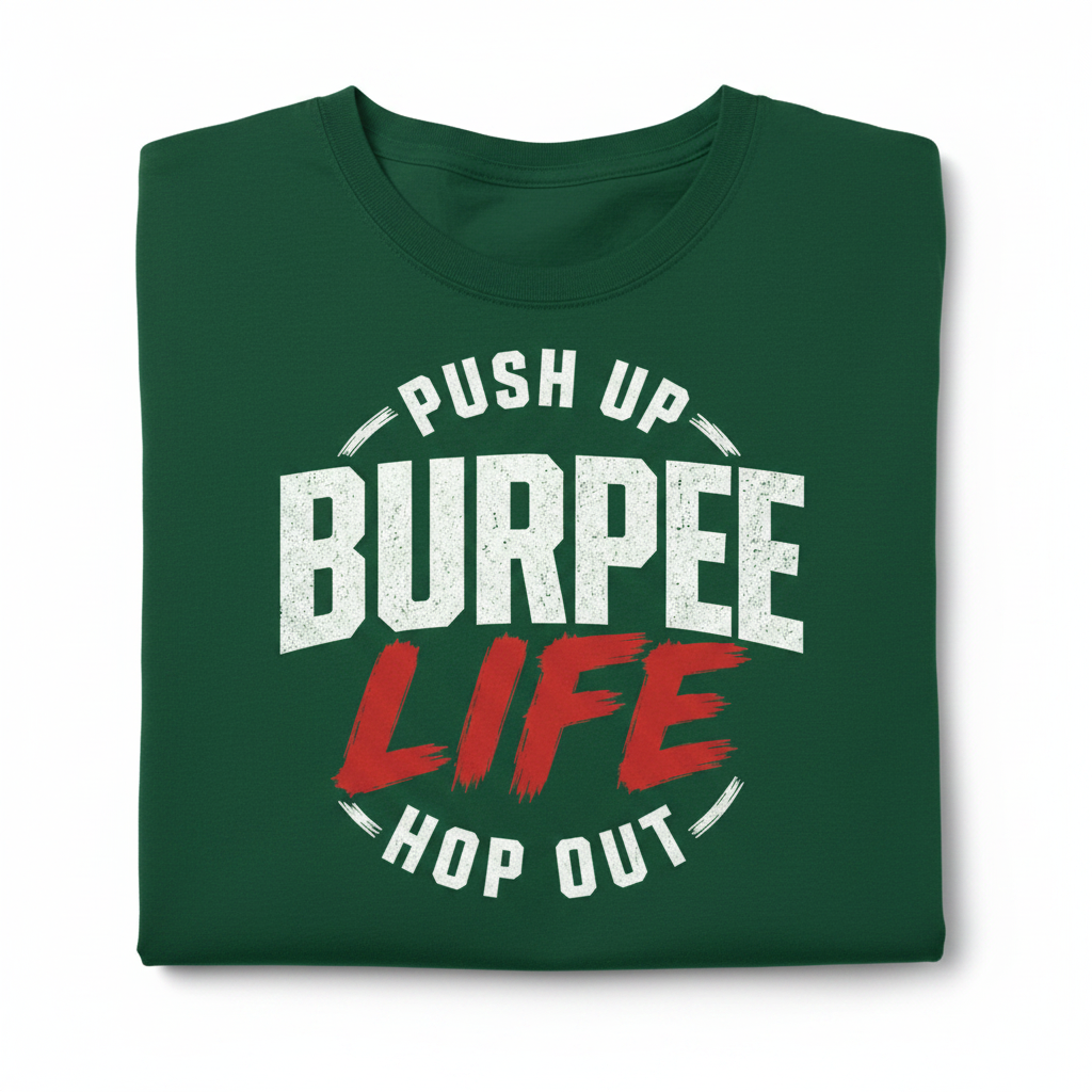 Push Up Burpee Life Hop Out (White Graphic - Green Tee)