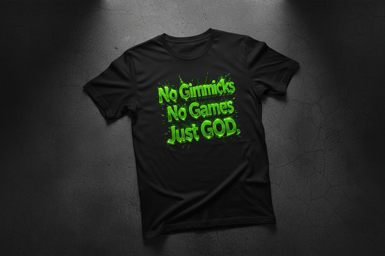 No Gimmicks No Games Just GOD. (Green)